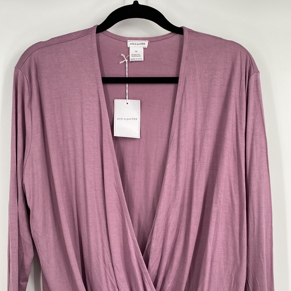 Pret-a-porTEE Lavender Purple Surplice Long Sleeve Shirt - Picture 3 of 8
